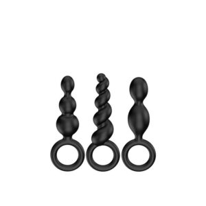 Plug anal en silicone noir 3 pièces