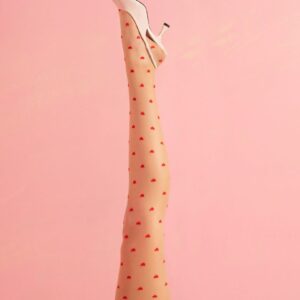 Bas transparent rouge et poudre 15 DEN
