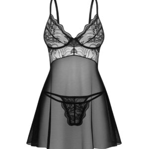 Babydoll noir avec string assorti