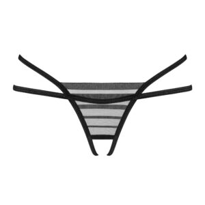 String ouvert noir pour femme